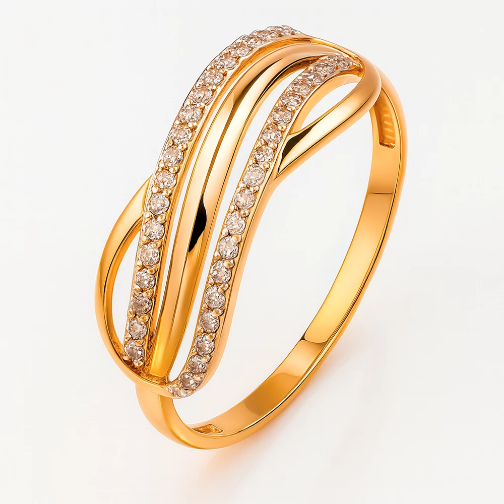 Кольцо с бриллиантами из красного золота 585 пробы Кольцо с бриллиантами из красного золота 585 пробы