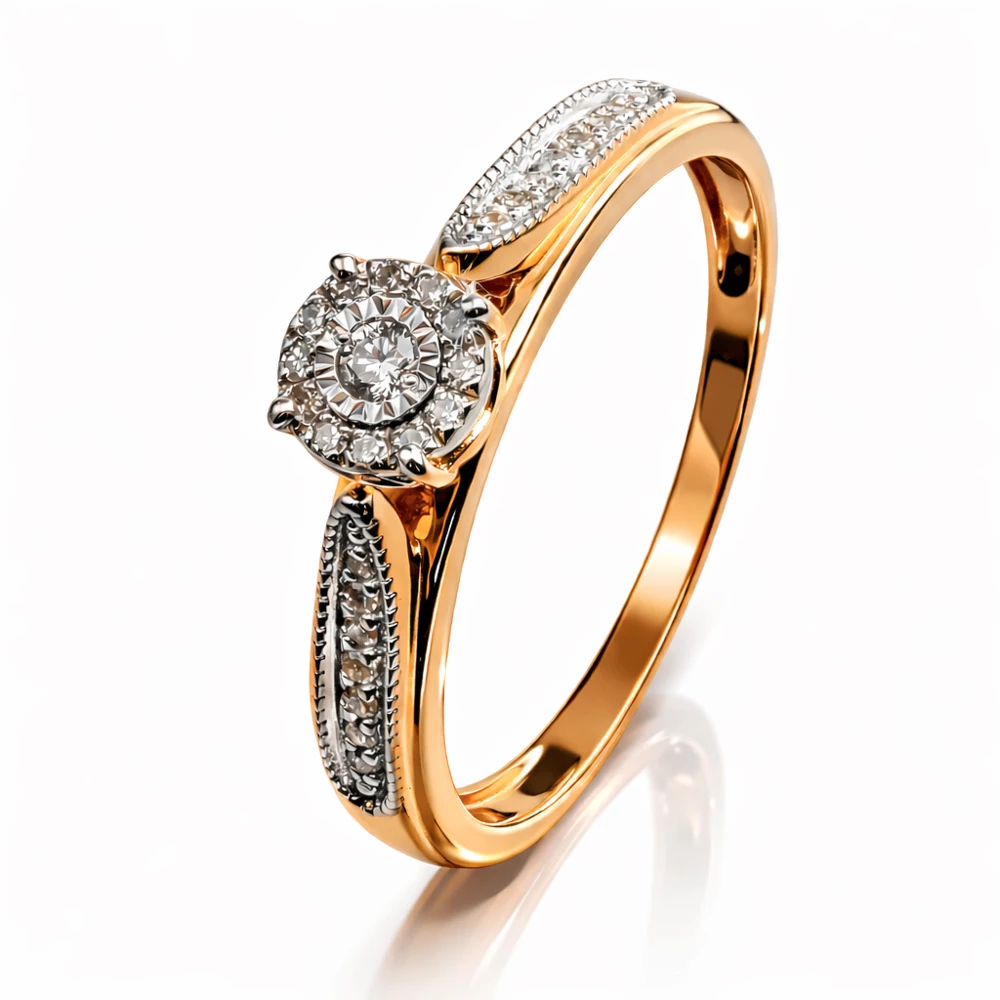 Кольцо с бриллиантами из красного золота 585 пробы Кольцо с бриллиантами из красного золота 585 пробы