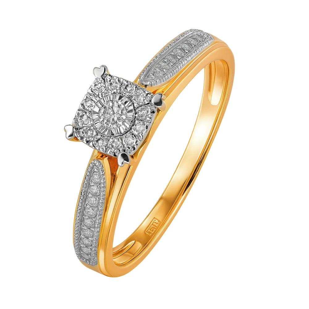 Кольцо с бриллиантами из красного золота 585 пробы