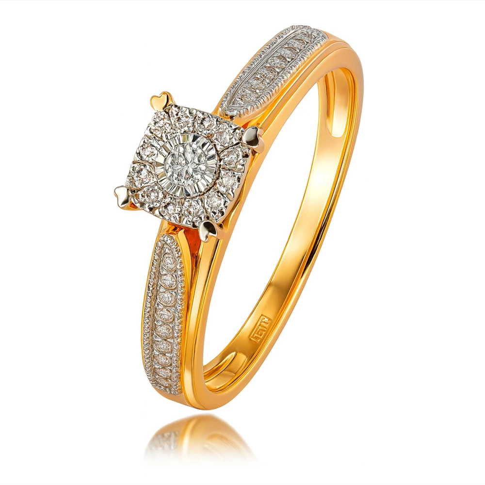 Кольцо с бриллиантами из красного золота 585 пробы