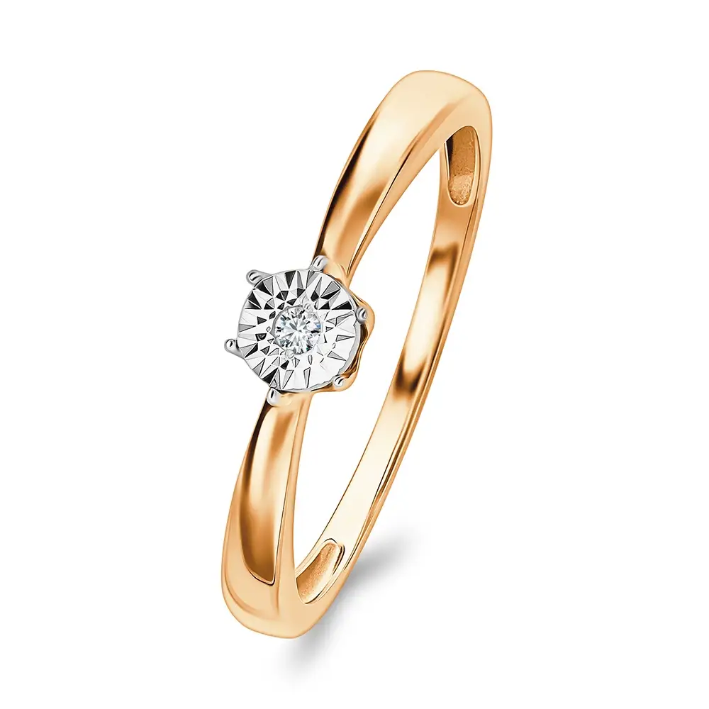 Кольцо с бриллиантом из красного золота 585 пробы 1