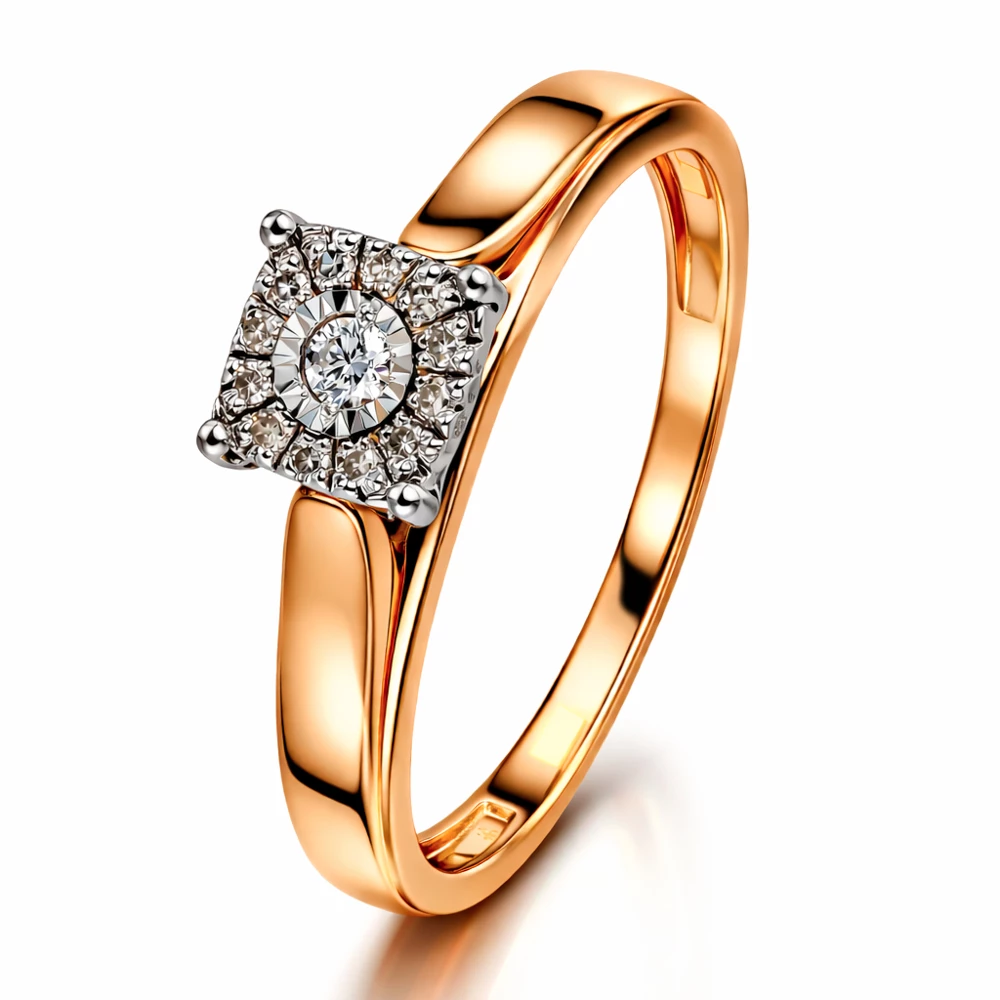 Кольцо с бриллиантами из красного золота 585 пробы Кольцо с бриллиантами из красного золота 585 пробы