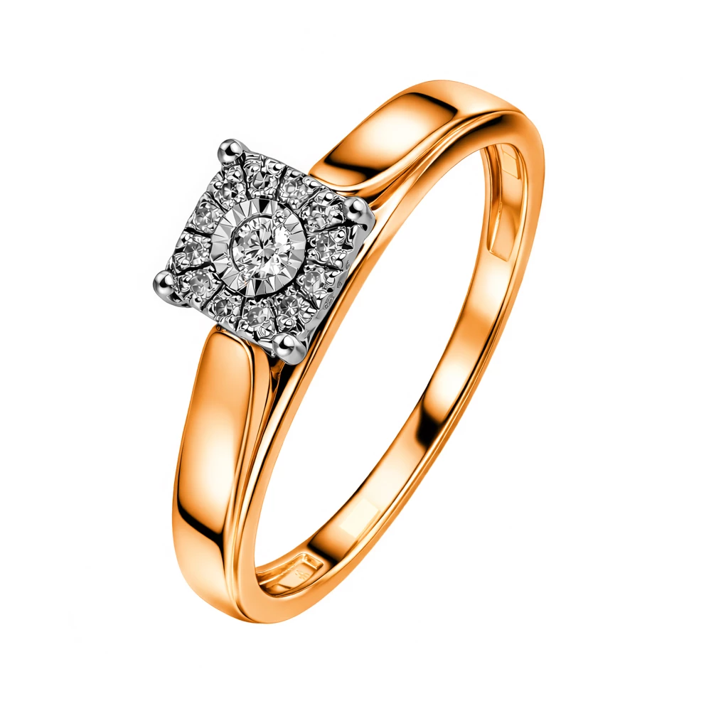 Кольцо с бриллиантами из красного золота 585 пробы