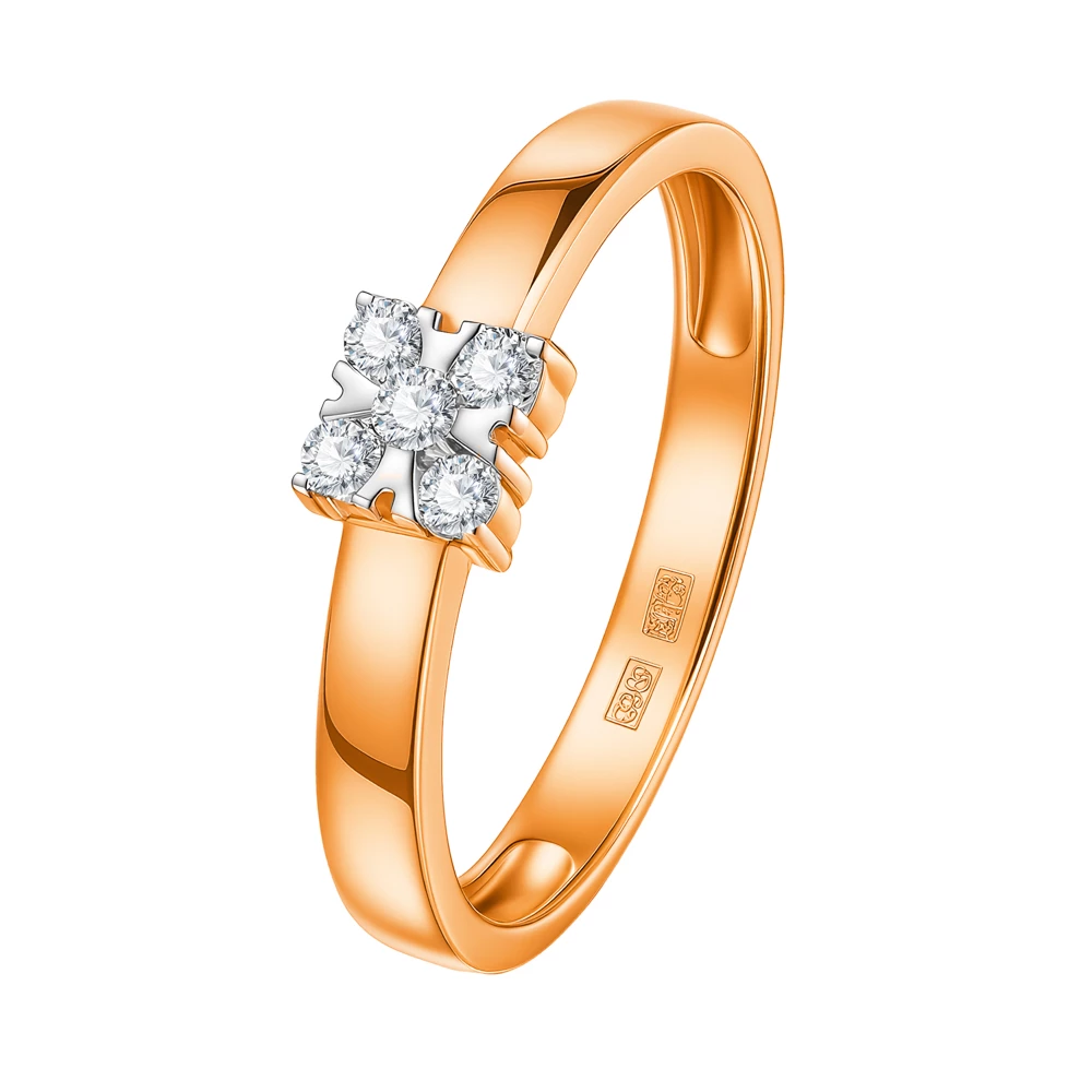 Кольцо с бриллиантами из красного золота 585 пробы