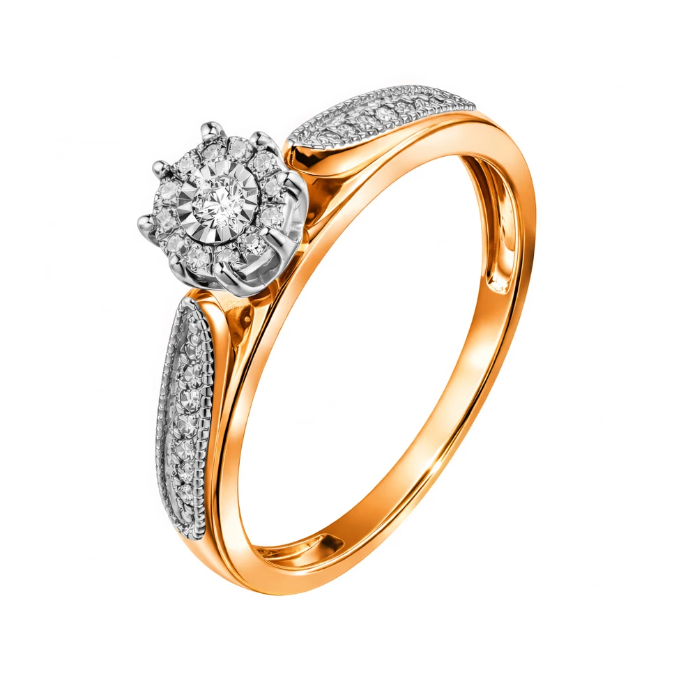 Кольцо с бриллиантами из красного золота 585 пробы