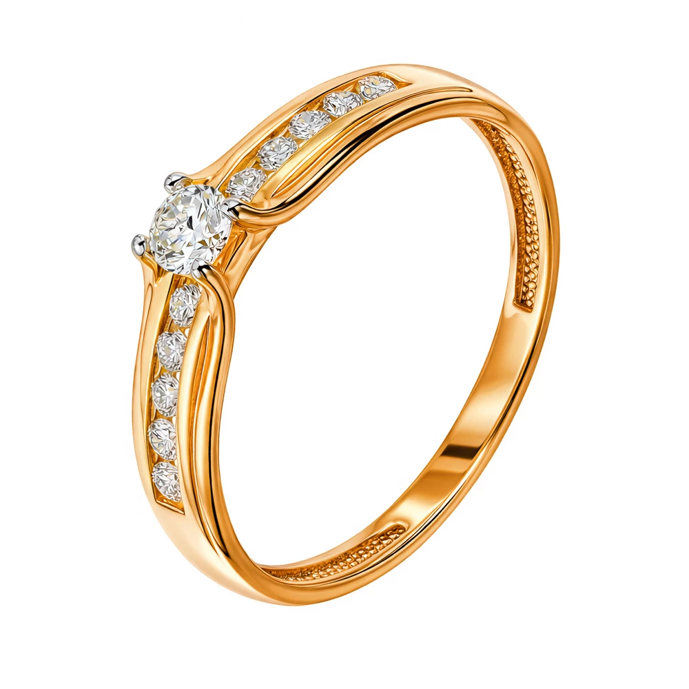 Кольцо с бриллиантами из красного золота 585 пробы