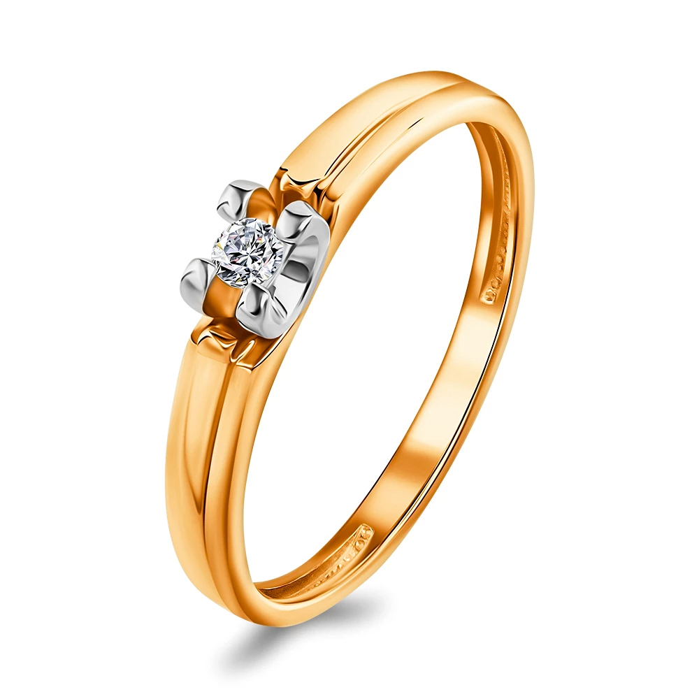 Кольцо с бриллиантом из красного золота 585 пробы