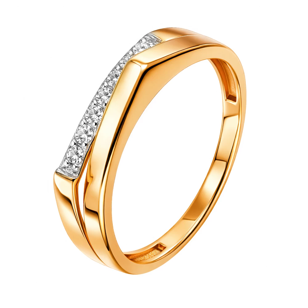 Кольцо с бриллиантами из красного золота 585 пробы