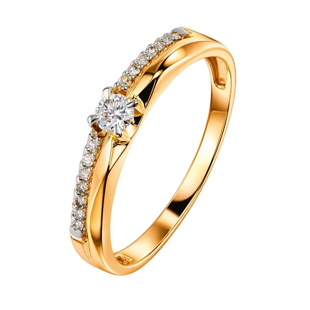 Кольцо с бриллиантами из красного золота 585 пробы