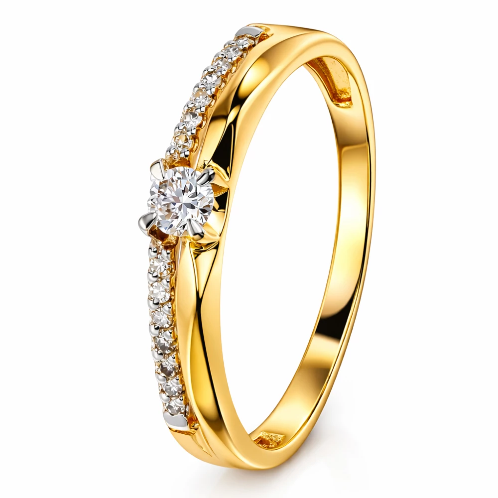 Кольцо с бриллиантами из красного золота 585 пробы