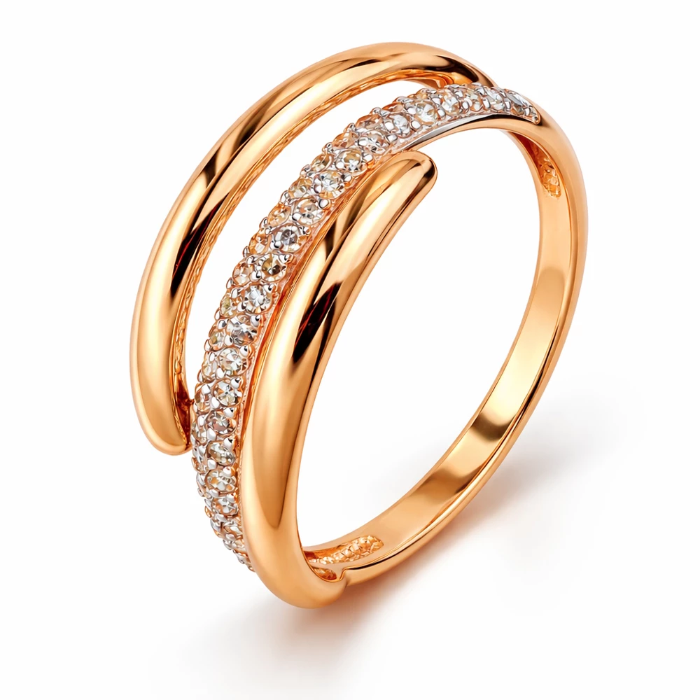 Кольцо с бриллиантами из красного золота 585 пробы