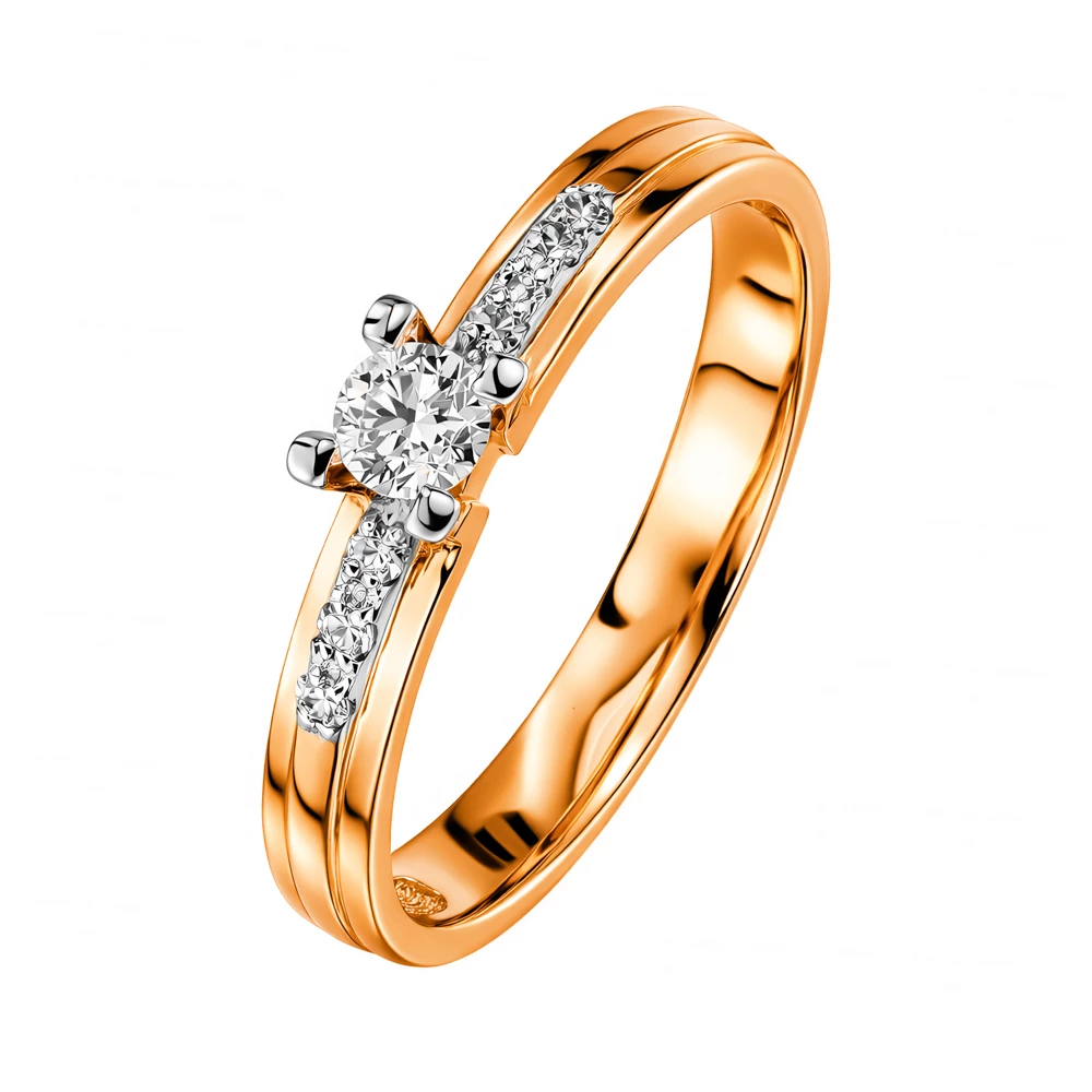 Кольцо с бриллиантами из красного золота 585 пробы