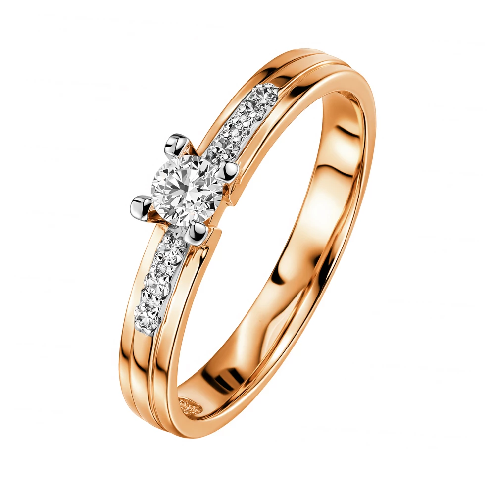 Кольцо с бриллиантами из красного золота 585 пробы