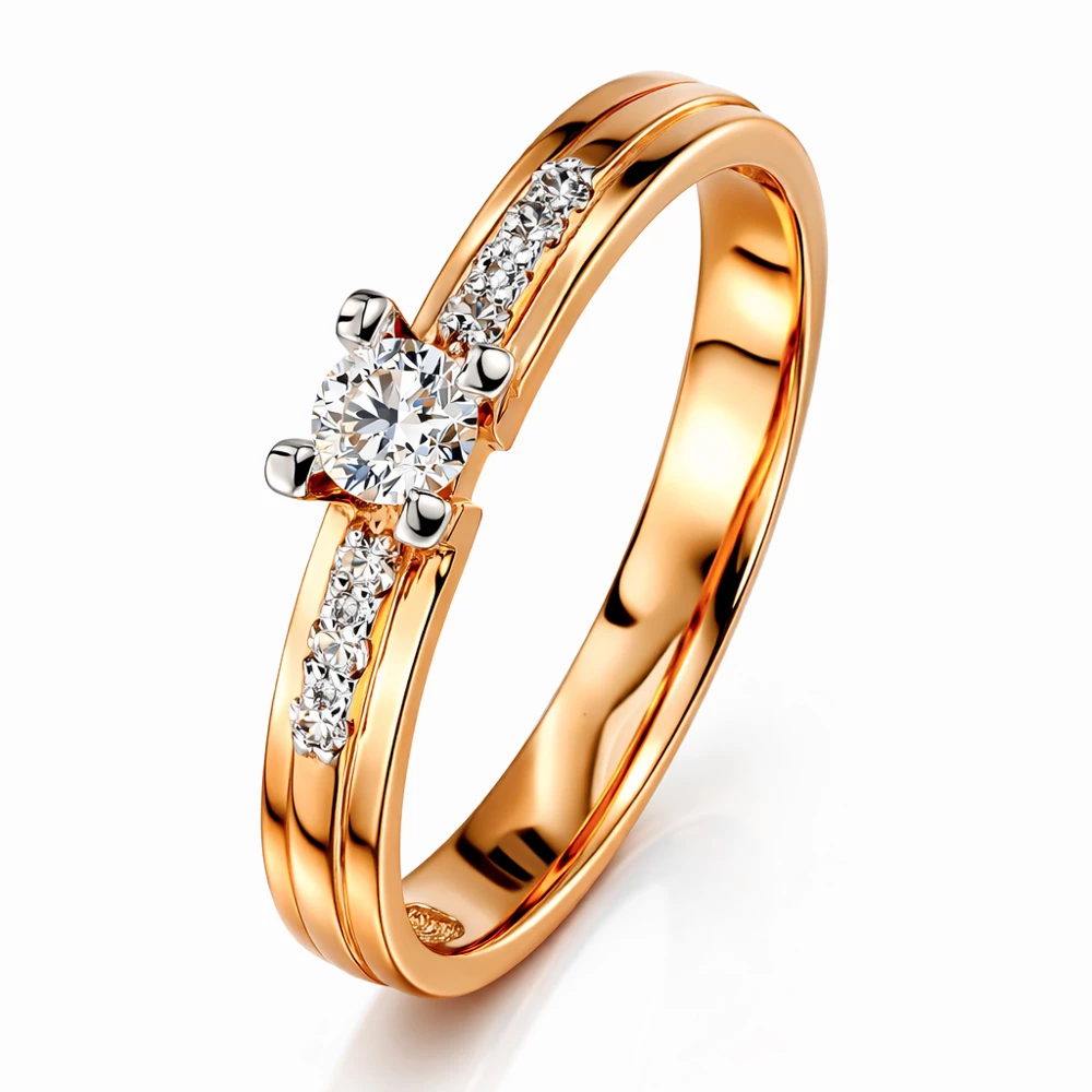 Кольцо с бриллиантами из красного золота 585 пробы