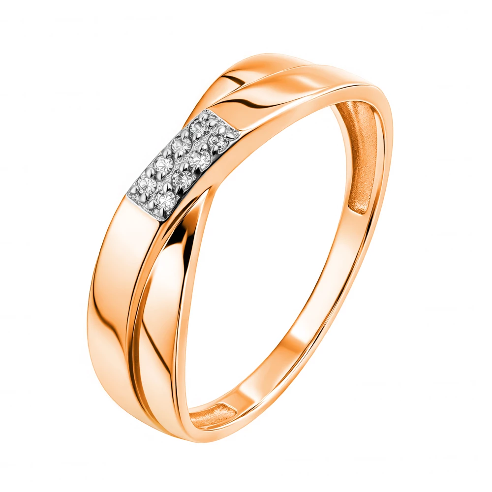 Кольцо с бриллиантами из красного золота 585 пробы Кольцо с бриллиантами из красного золота 585 пробы