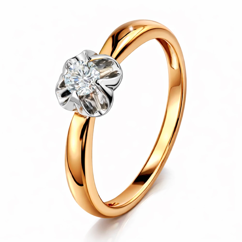 Кольцо с бриллиантом из красного золота 585 пробы