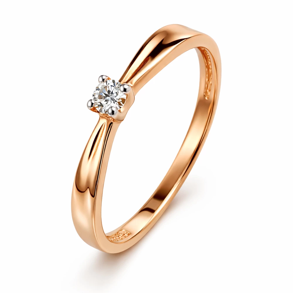 Кольцо с бриллиантом из красного золота 585 пробы