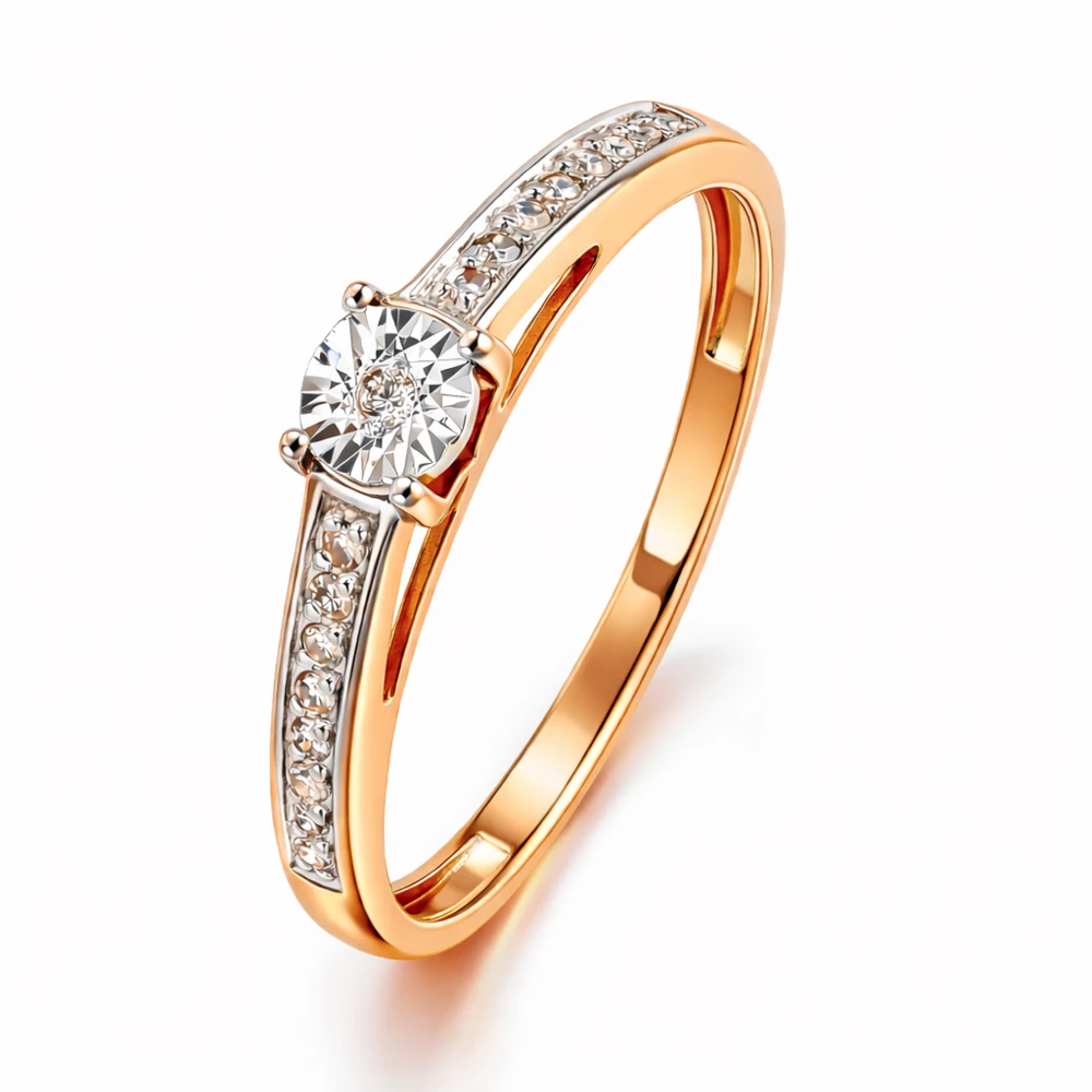 Кольцо с бриллиантами из красного золота 585 пробы