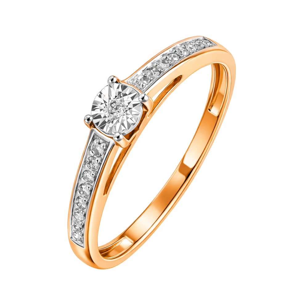 Кольцо с бриллиантами из красного золота 585 пробы