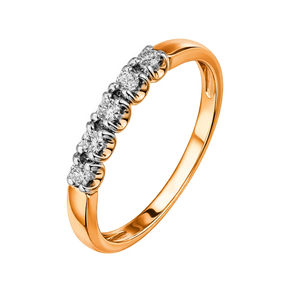 Кольцо с бриллиантами из красного золота 585 пробы