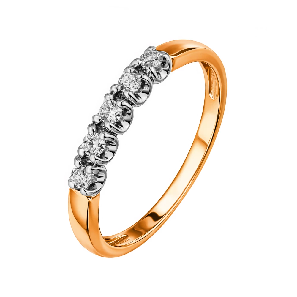 Кольцо с бриллиантами из красного золота 585 пробы