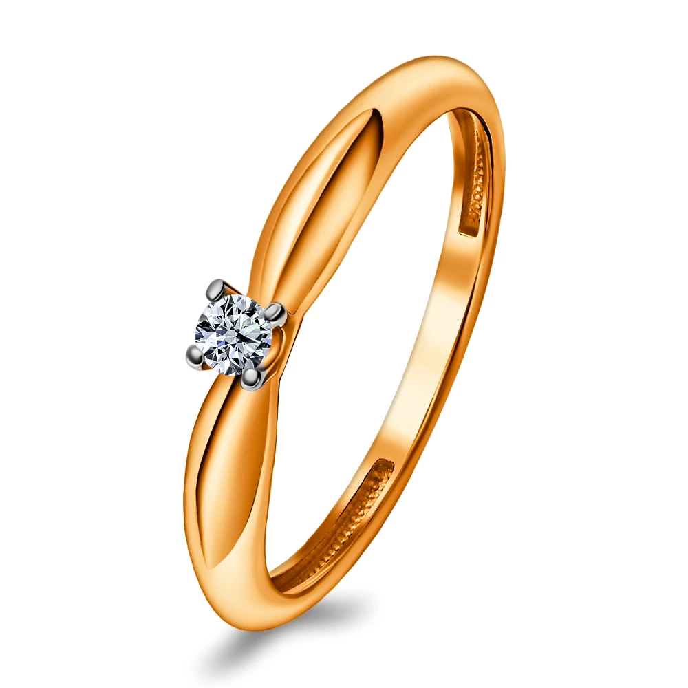 Кольцо с бриллиантом из красного золота 585 пробы