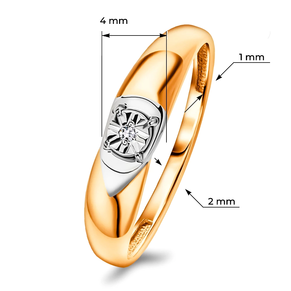 Кольцо с бриллиантом из красного золота 375 пробы