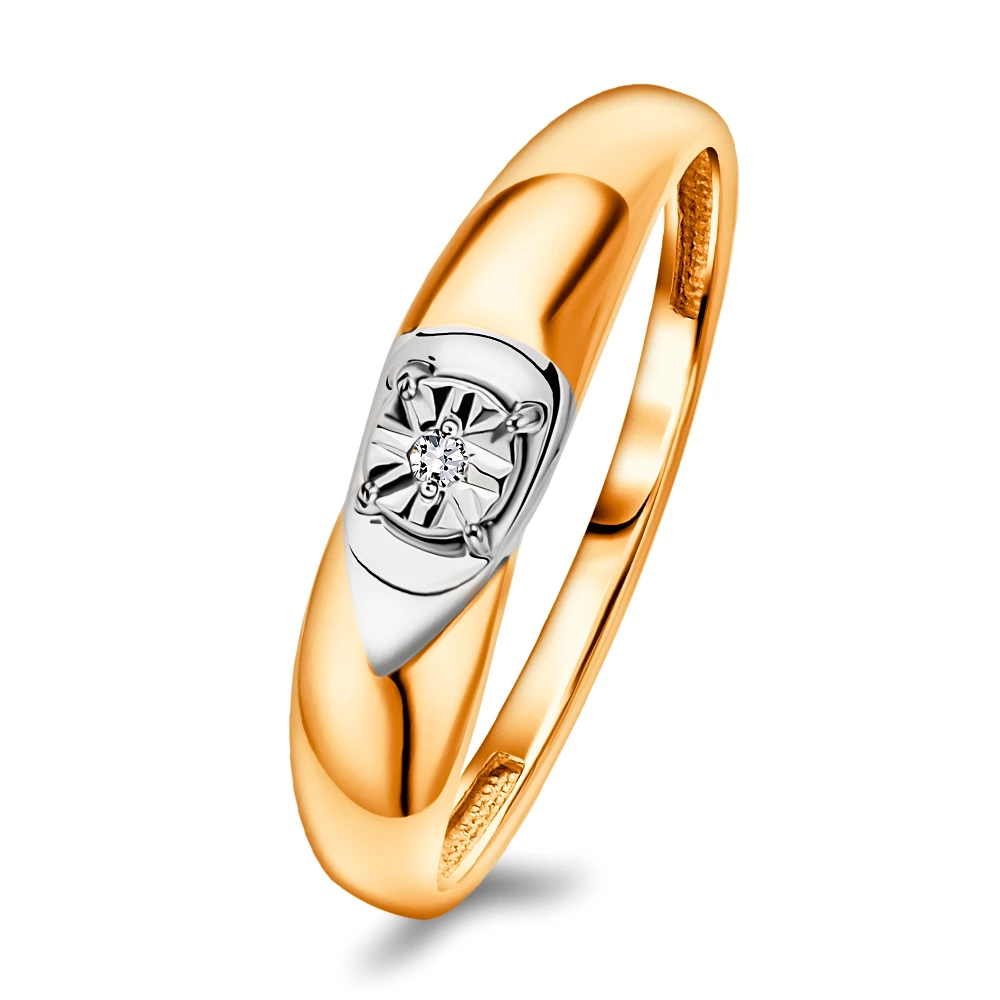 Кольцо с бриллиантом из красного золота 375 пробы