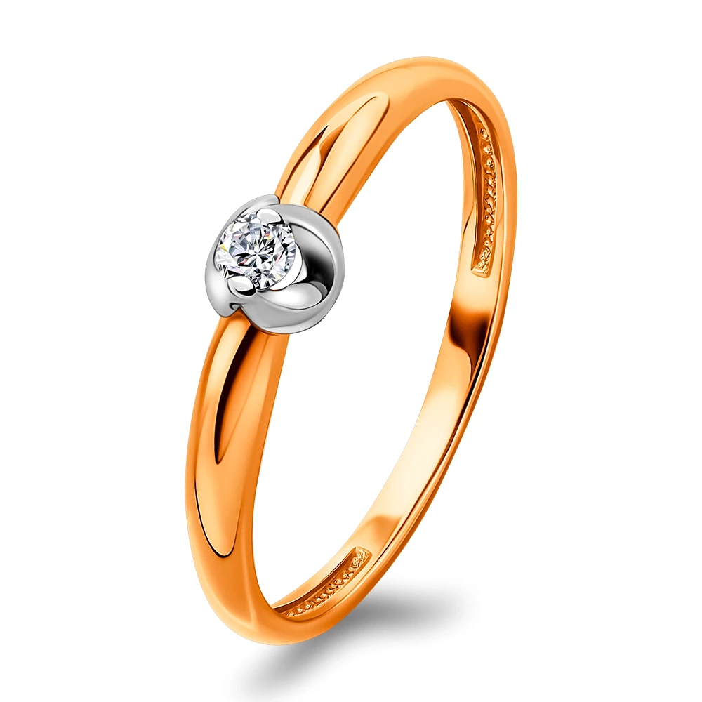 Кольцо с бриллиантом из красного золота 375 пробы