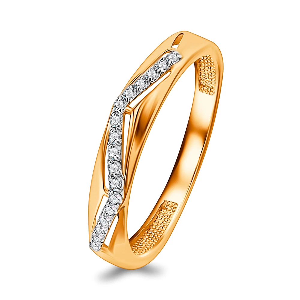 Кольцо с бриллиантами из красного золота 585 пробы