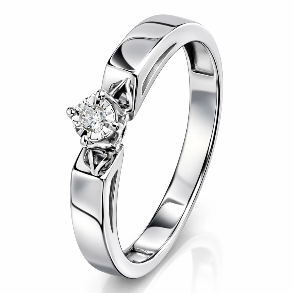 Кольцо с бриллиантом из белого золота 585 пробы