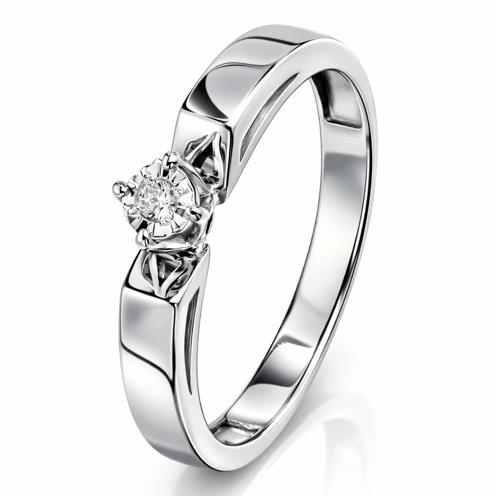 Кольцо с бриллиантом из белого золота 585 пробы