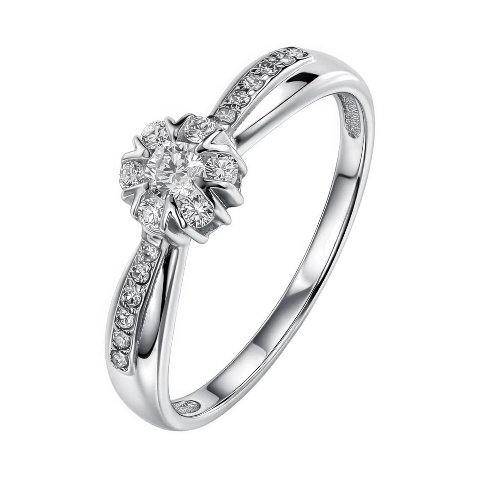 Кольцо с бриллиантами из белого золота 585 пробы