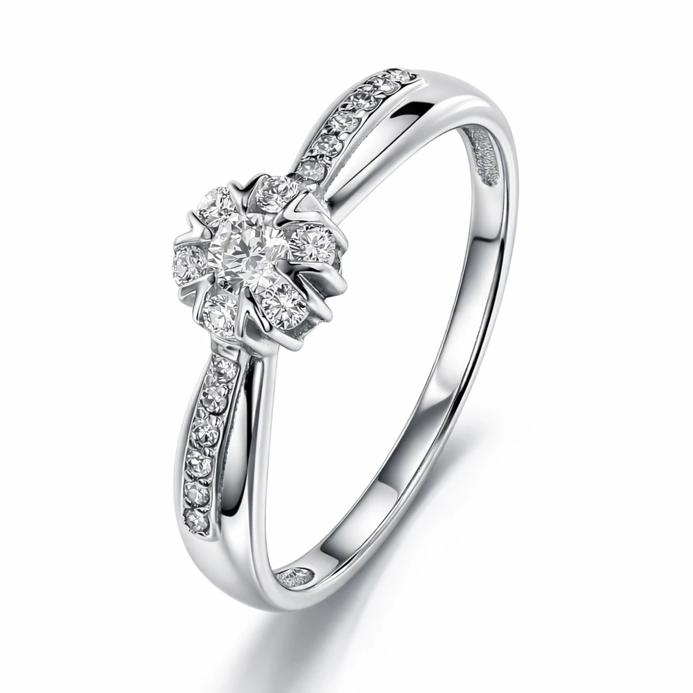 Кольцо с бриллиантами из белого золота 585 пробы