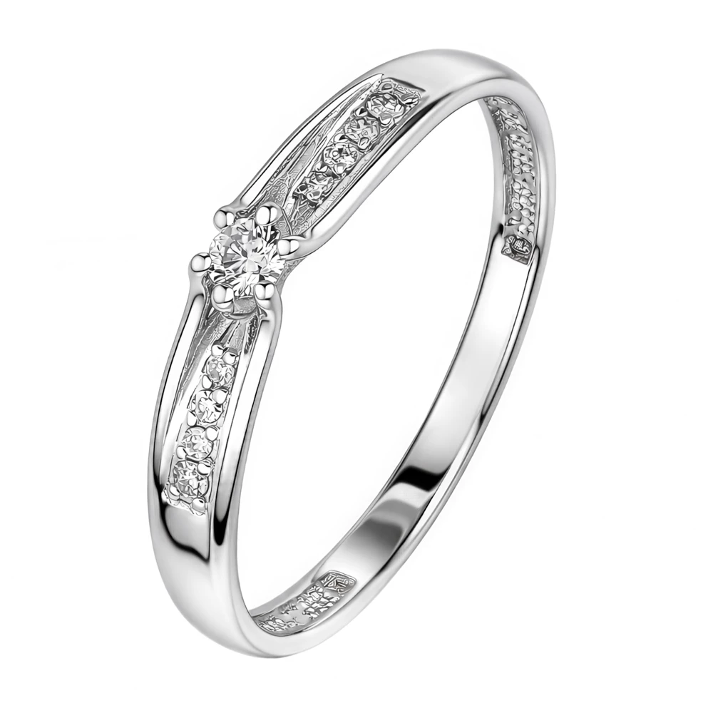 Кольцо с бриллиантами из белого золота 585 пробы