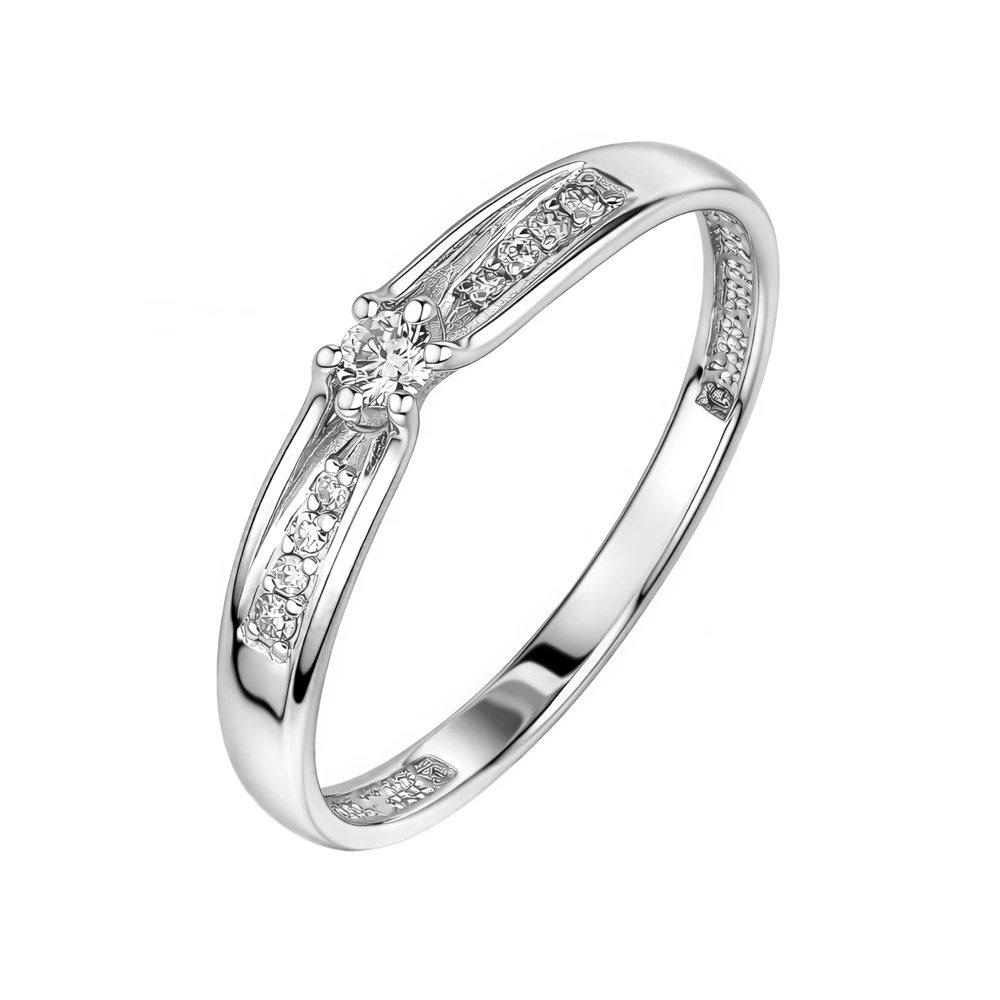 Кольцо с бриллиантами из белого золота 585 пробы