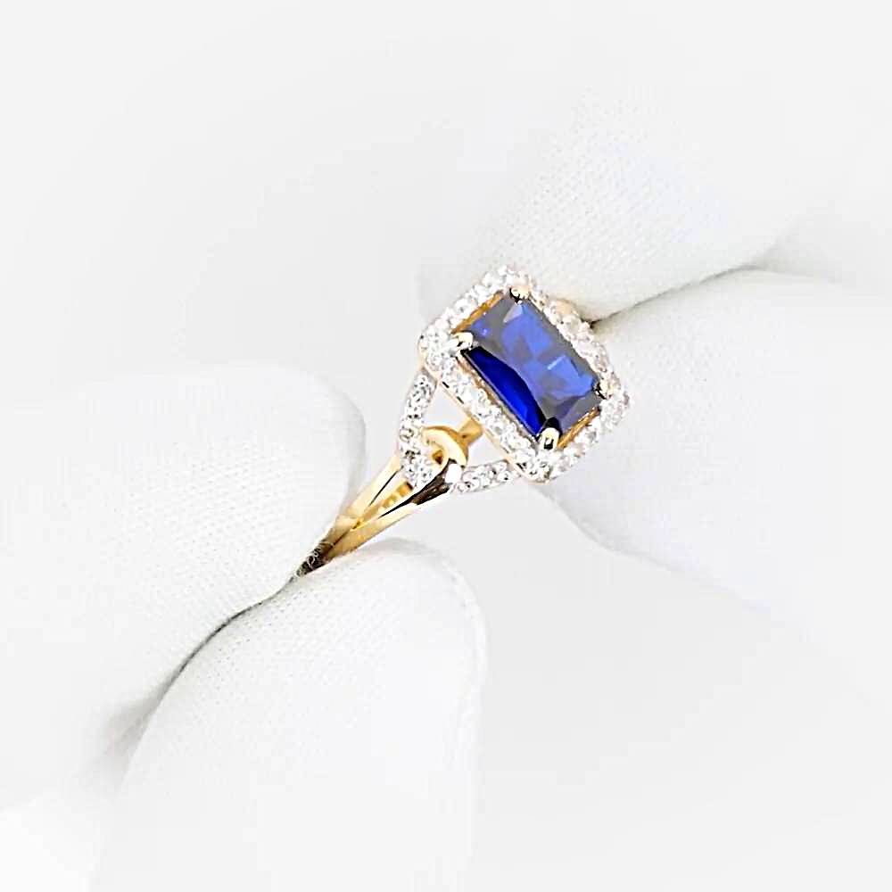 Кольцо с сапфиром синтетическим и бриллиантами из красного золота 585 пробы 1