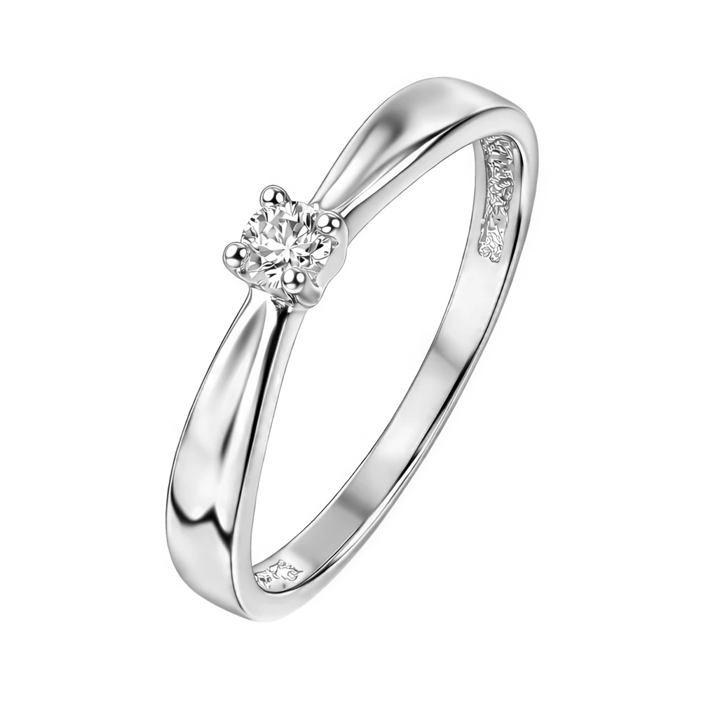 Кольцо с бриллиантом из белого золота 585 пробы