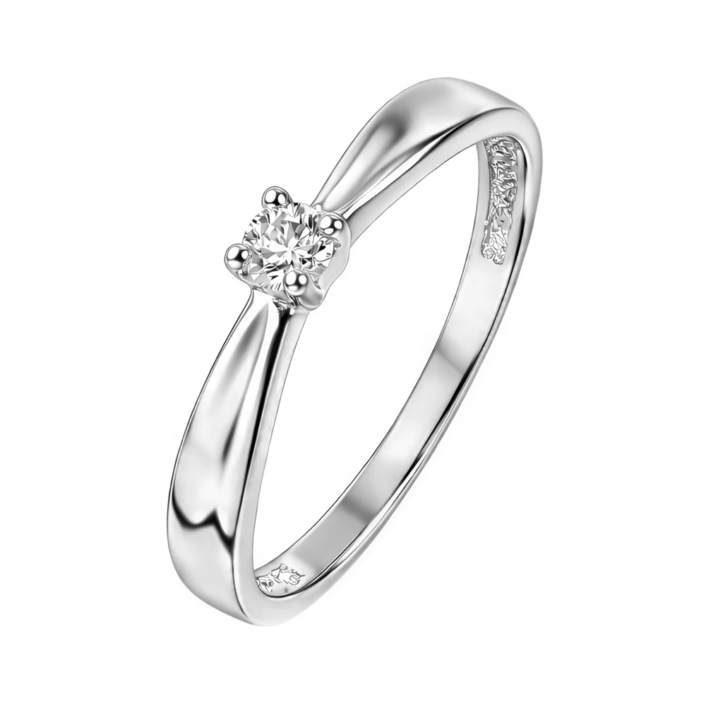 Кольцо с бриллиантом из белого золота 585 пробы