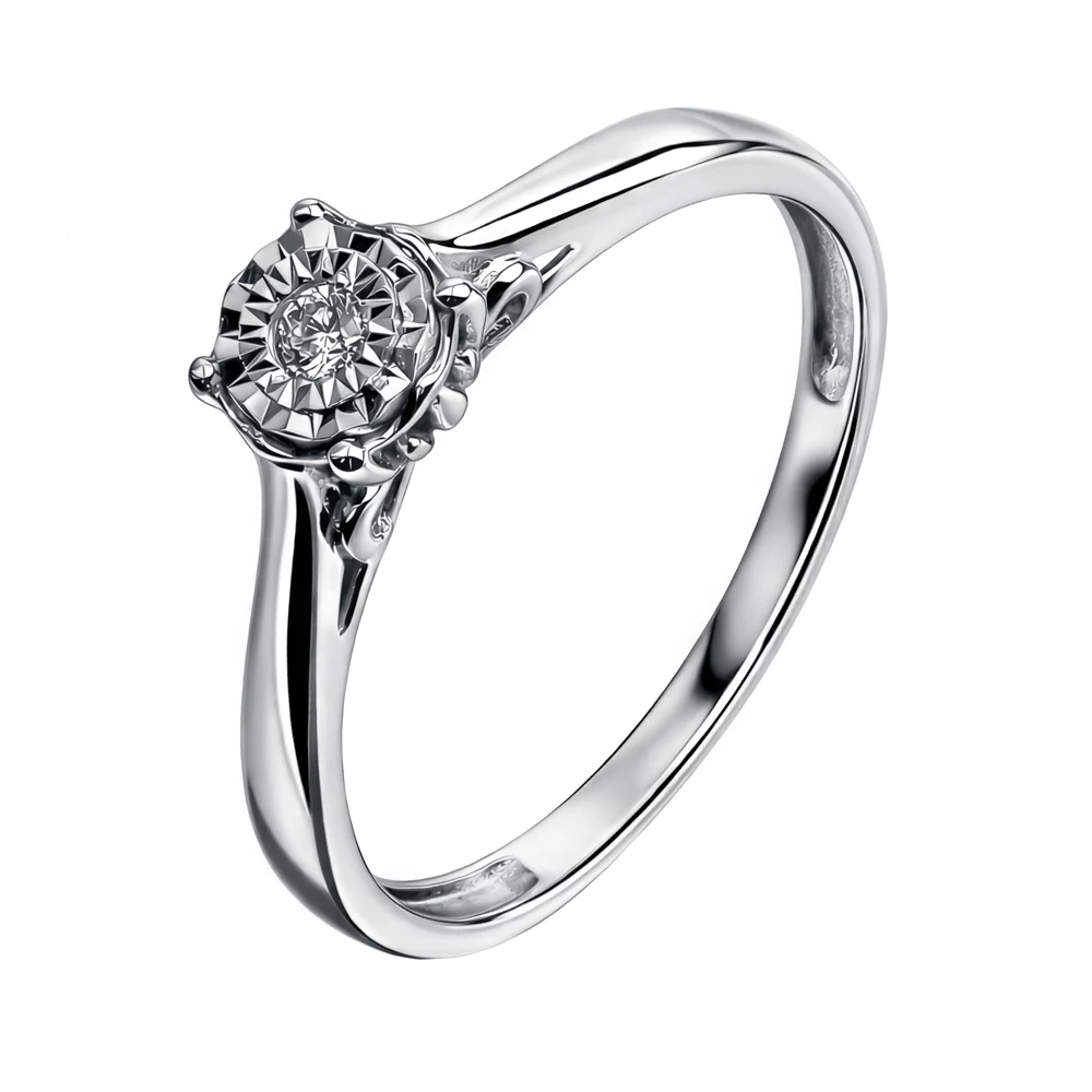 Кольцо с бриллиантом из белого золота 585 пробы