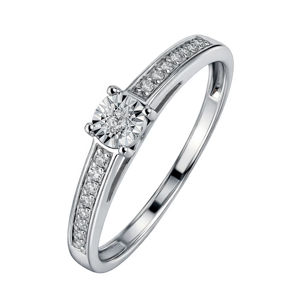 Кольцо с бриллиантами из белого золота 585 пробы