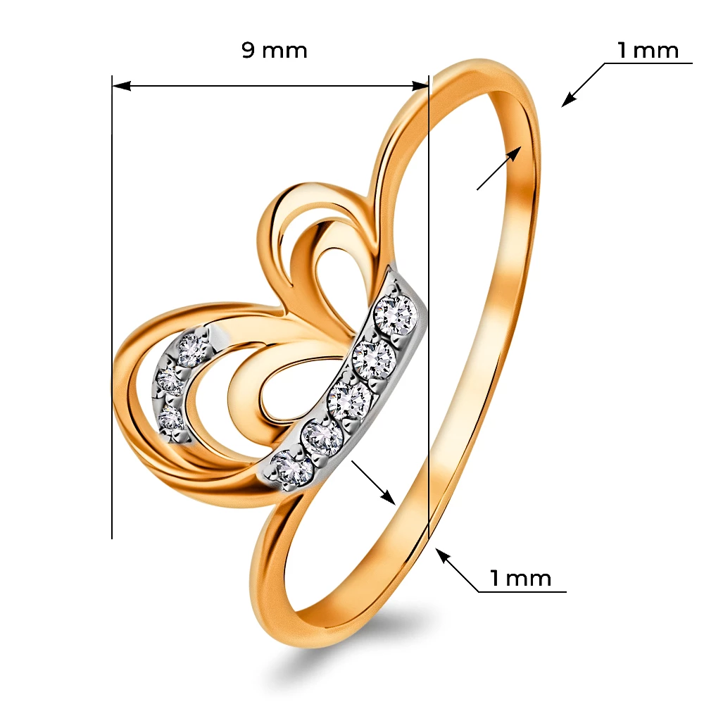 Кольцо с бриллиантами из красного золота 375 пробы