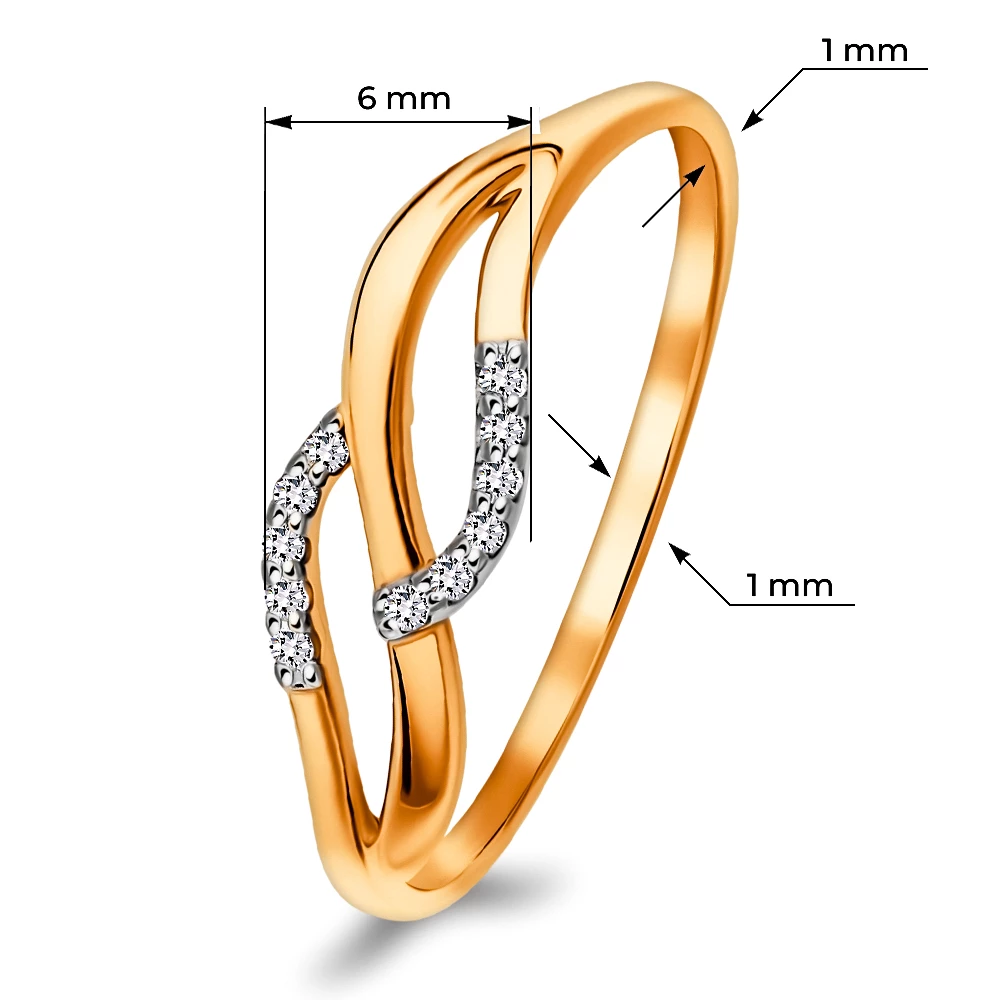 Кольцо с бриллиантами из красного золота 375 пробы