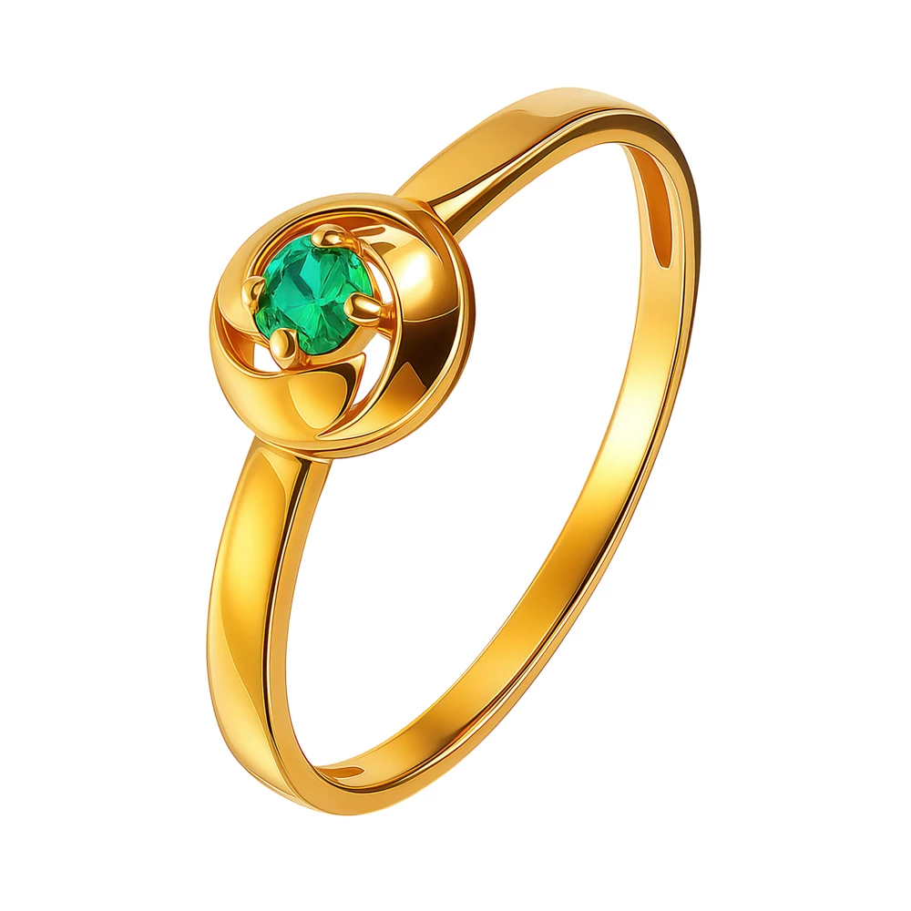 Кольцо с гидротермальным изумрудом из красного золота 375 пробы Кольцо с гидротермальным изумрудом из красного золота 375 пробы