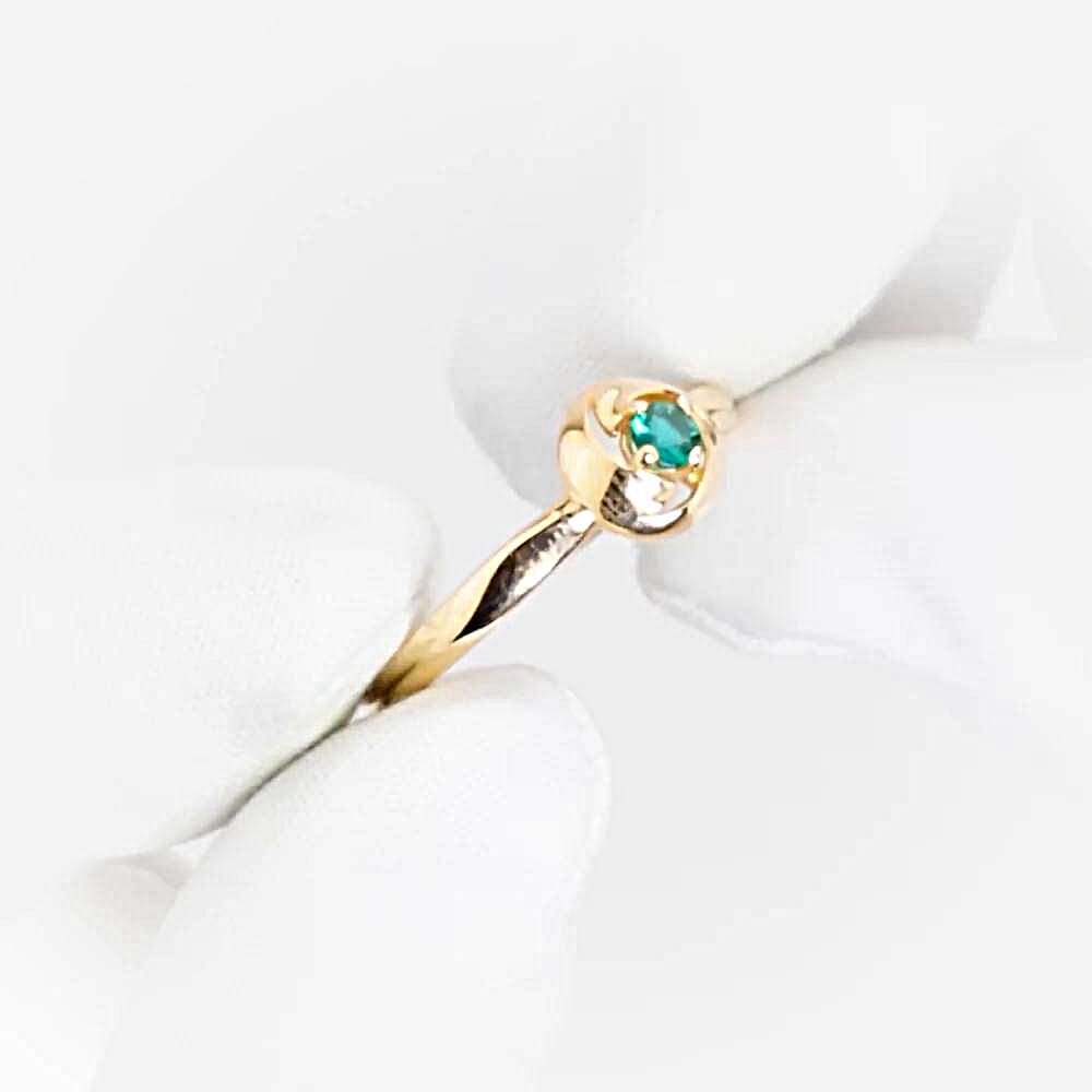 Кольцо с гидротермальным изумрудом из красного золота 375 пробы 1