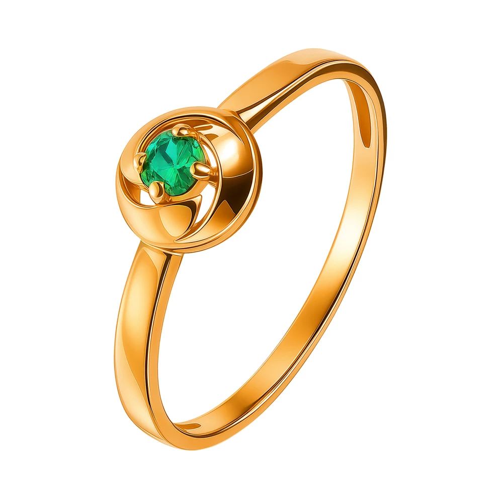 Кольцо с гидротермальным изумрудом из красного золота 375 пробы Кольцо с гидротермальным изумрудом из красного золота 375 пробы