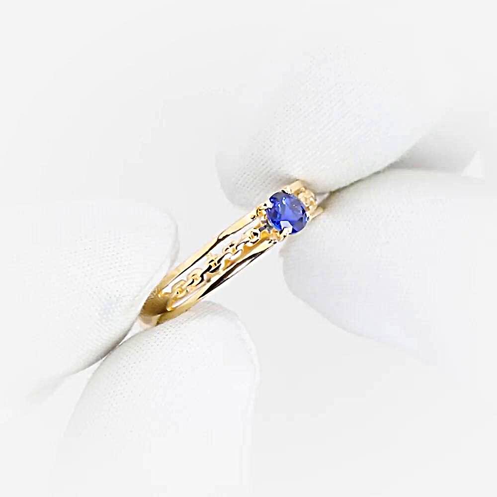 Кольцо с сапфиром синтетическим из красного золота 375 пробы 1