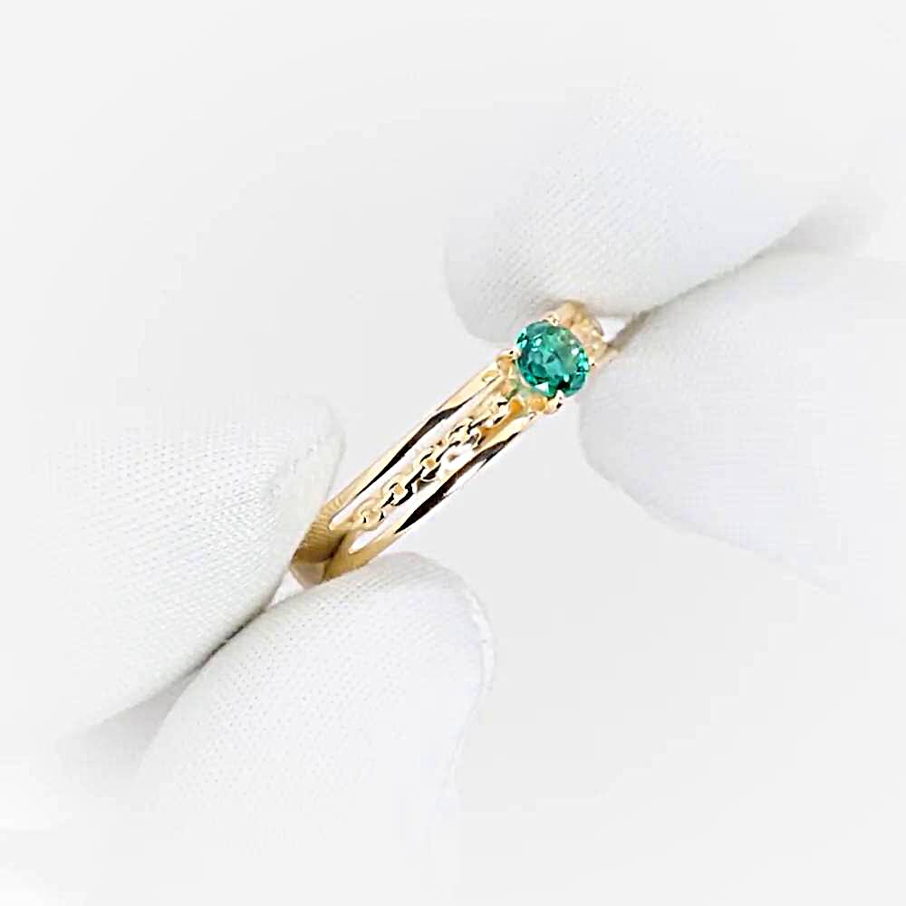 Кольцо с гидротермальным изумрудом из красного золота 375 пробы 1