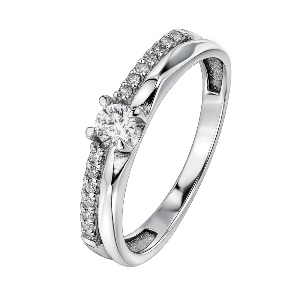 Кольцо с бриллиантами из белого золота 585 пробы