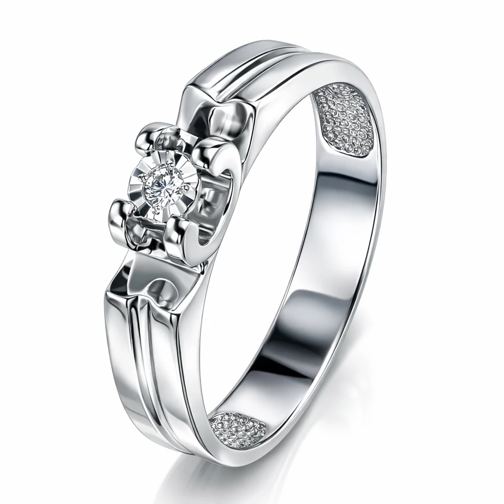 Кольцо с бриллиантом из белого золота 585 пробы